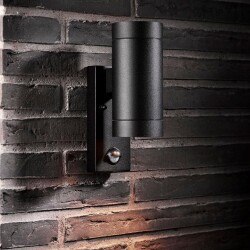 Outdoor wall light Tin Maxi Sensor up- and down black 2xGu10