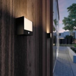 Straight led outdoor wall lamp Macaw in black with sensor