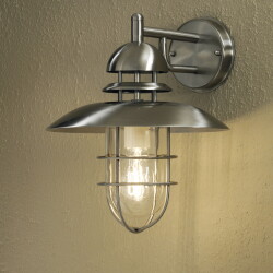 Decoratieve wandlamp Sorrento in roestvrij staal en glas...