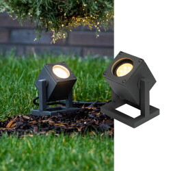 Outdoor spotlight Cubix, 1 flame, angular, anthracite, gu10