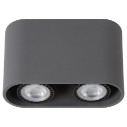 Zweiflammiger LED Aufbauspot Bentoo in grau, rund, inkl....