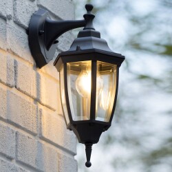 Rustic vintage outdoor wall light low in black, e27, ip44