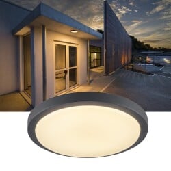 Round led ceiling light Ainos, 3000 k, black, with sensor