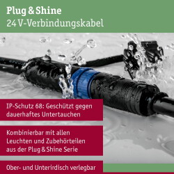 Plug & Shine Kabel IP68 1m Schwarz in schwarz