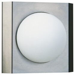Stainless steel square wall lamp, opal glass, round, ip44