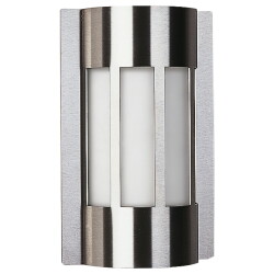 Stainless steel wall light, opal glass, ip44, with cast...