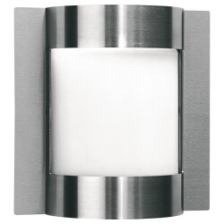 Stainless steel wall light, opal glass, angular, ip44,...
