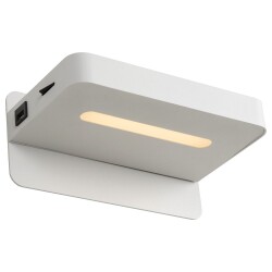 LED Wandleuchte Atkin in weiß mit Ablage und USB...