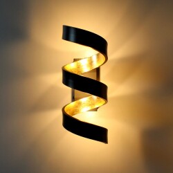 LED Wandleuchte Helix in Schwarz und Gold