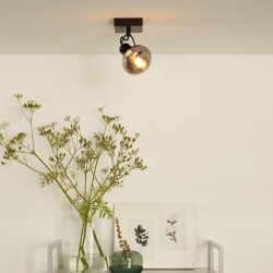 Ceiling spotlight Madee in black and grey e14 1 flame