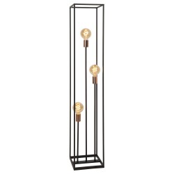 Floor lamp Arthur in black and copper e27 3-flame
