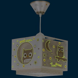 Nursery pendant luminaire Good Night with owl fluorescent...