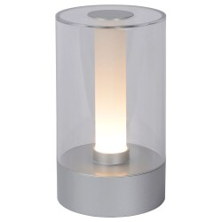 LED Tischleuchte Tribun aus Glas in Silbergrau