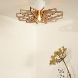 Ceiling light Zidane made of wood and metal in white and...