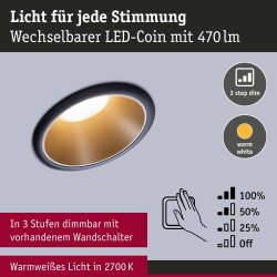 LED Deckeneinbaustrahler Coin 6,5W 460lm IP44 1-er Set in...