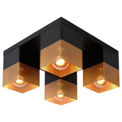 Deckenleuchte Renate in Schwarz und Gold-matt E27 4-flammig