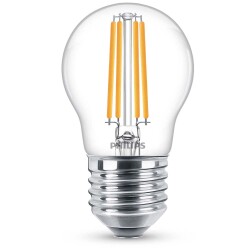 Philips led lamp replaces 60w, e27 drop shape p45, clear,...