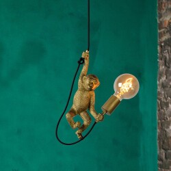 Hangende apenlamp Chimpansee in goud e27