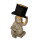 Stylische Affentischlampe in Gold mit Zylinder aus Baumwolle in Schwarz E14