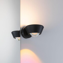 led wall light in black 9w 648lm ip44