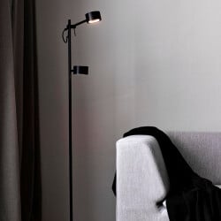 led floor lamp Clyde in black 2x 5w 700lm