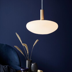 Pendant lamp Alton in brass brushed and old white e27