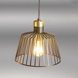Hanglamp Cage in messing mat e27