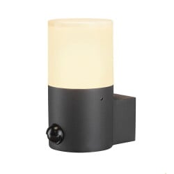 Wall lamp graphite in black e27 ip44 with motion detector