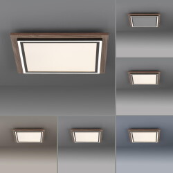 LED Deckenpanel Palma in Natur-dunkel und Schwarz 2x25W...