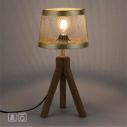 Table lamp Frederik in brass matt and natural dark e27