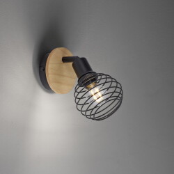 Wall and ceiling lamp Eugen in black and nature e27 1 flame