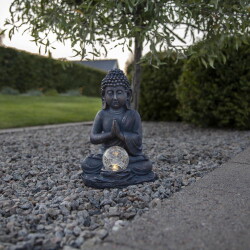 LED Solar Dekoleuchte Buddha in Anthrazit 0,06W IP44 mit...