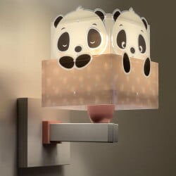 Wandleuchte Panda in Rosa und Weiß E27
