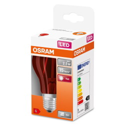 Osram LED Lampe ersetzt 7W E27 Birne - A60 in Rot 2,5W...
