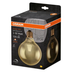 Osram LED Lampe ersetzt 55W E27 Globe - G125 in Gold 6,5W...
