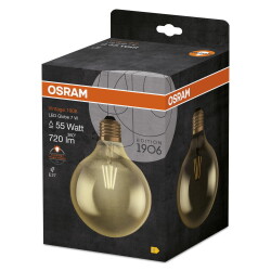 Osram LED Lampe ersetzt 55W E27 Globe - G125 in Gold 7W...