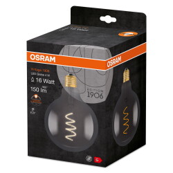 Osram LED Lampe ersetzt 16W E27 Globe - G125 in Grau 4W...