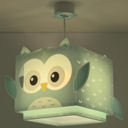 Kinderzimmer Pendelleuchte Little Owl in Hellblau und...