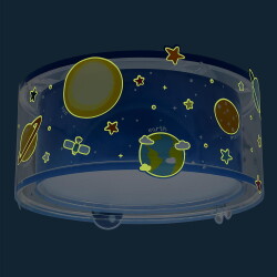 Childrens room ceiling light Planets in blue e27 2 flame