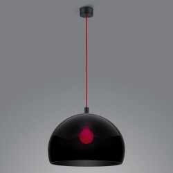 Pendelleuchte Doro in Schwarz-matt und Rot E27 400mm