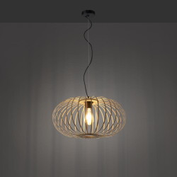 Pendant lamp Racoon in natural light and black e27
