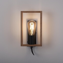 Wall lamp Frame in black and natural light e27