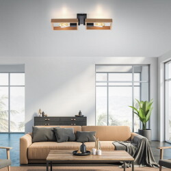 Wall and ceiling lamp Frame in black and natural light...
