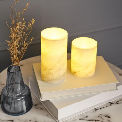 LED Wachskerze Cosy Marble in Marmor 2x 0,2W 8lm