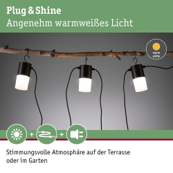 LED Plug & Shine Lichterkette Tubs in Anthrazit 3x 2W...