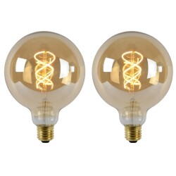LED Leuchtmittel E27 Globe - G125 in Amber 5W 380lm 2er-Pack