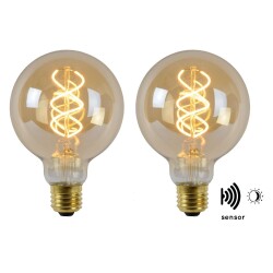 Vintage LED Lampe, Dämmerungssensor, E27, Globe G95,...