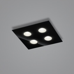 LED Deckenleuchte Nomi in Schwarz 4x 6W 1910lm 380x380mm