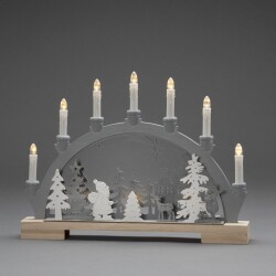 LED Holz Lichtbogen Weihnachtsmann in Weiß und Grau...