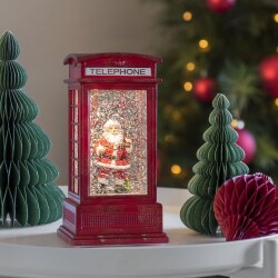 LED Deko Telefonzelle mit Weihnachtsmann in Rot 0,1W